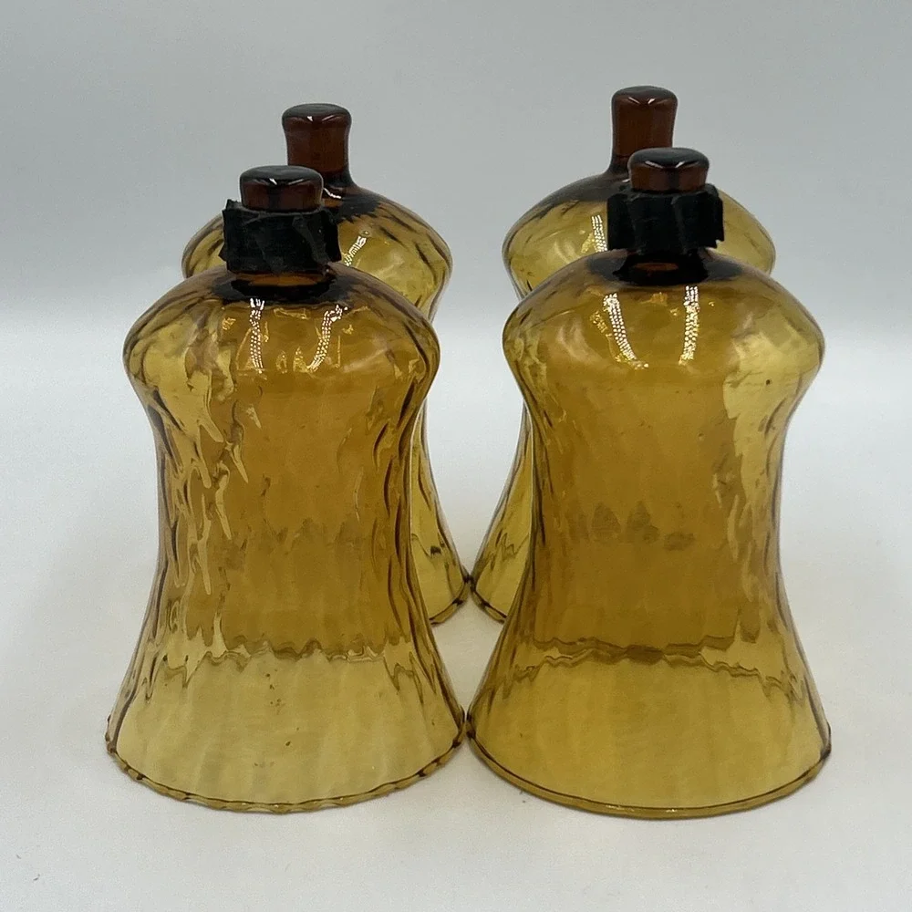 Set Of 4 Vintage Peg Votive Candle Holder Sconce Amber Glass Honeycomb HOMCO